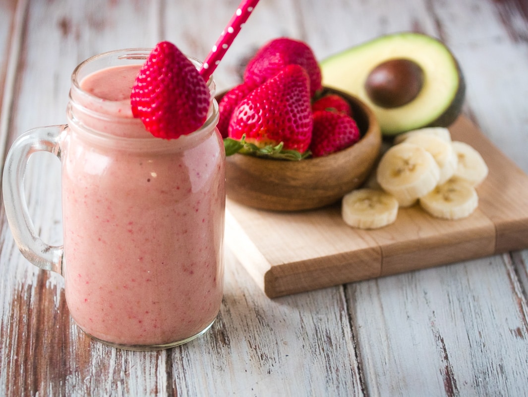 Almond Milk Strawberry Avocado Keto Smoothie