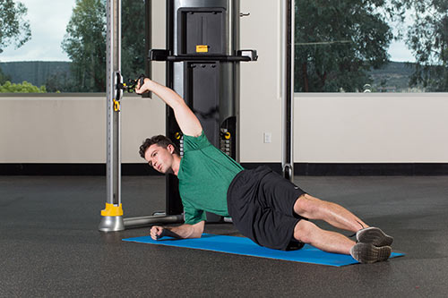 Side plank with cable hold