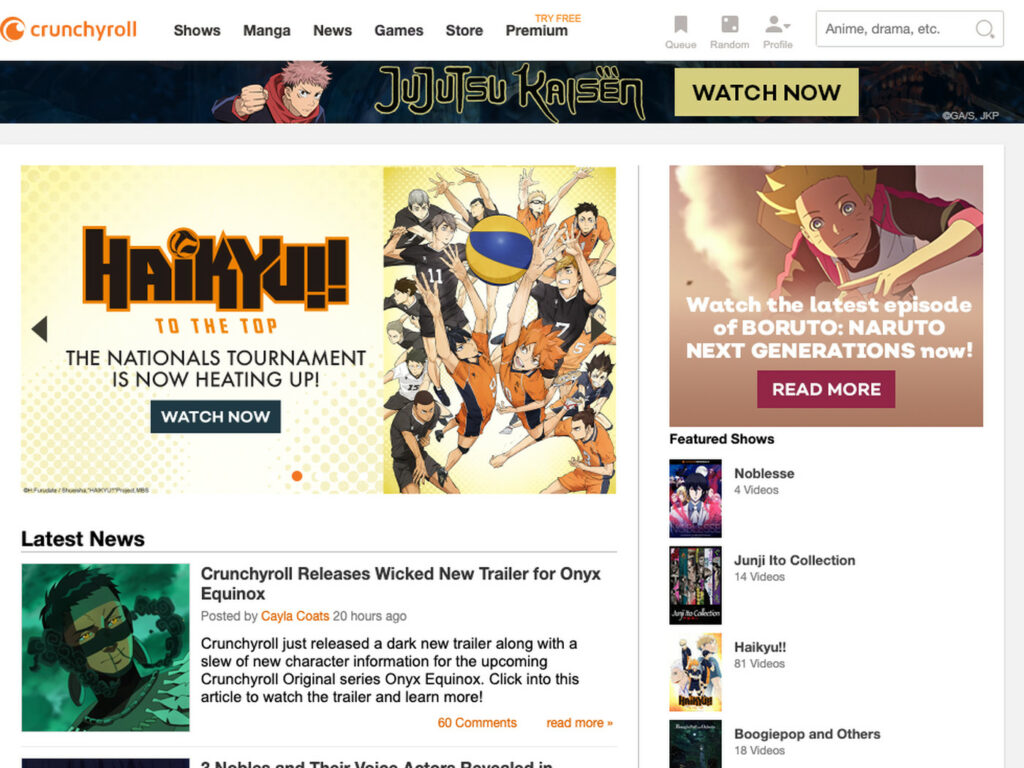 Crunchyroll- best narutospot alternatives