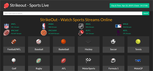 StrikeOut is one of the top best Websites Like VipBox to Watch Sports Stuff.